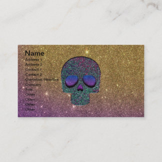 Girly Trendy Faux Glitter Skull Visitekaartje