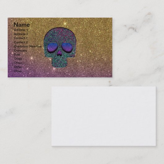 Girly Trendy Faux Glitter Skull Visitekaartje (Voorkant / Achterkant)