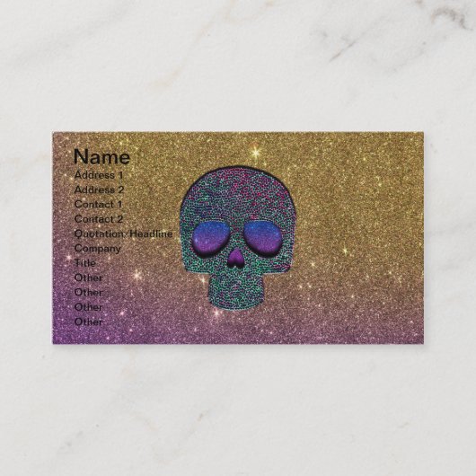 Girly Trendy Faux Glitter Skull Visitekaartje (Voorkant)