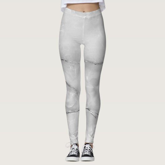 Girly Trendy Gray Marble Texture Leggings (Voorkant)