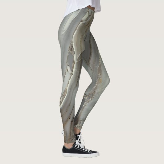Girly Trendy Gray Marble Texture Leggings (Rechts)