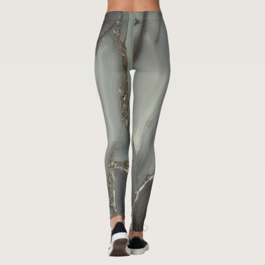 Girly Trendy Gray Marble Texture Leggings (Achterkant)