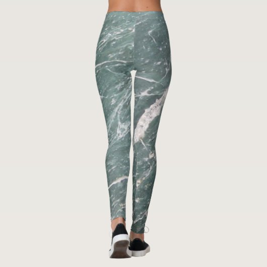 Girly Trendy Green Marble Texture Leggings (Achterkant)