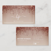 Girly Trendy Modern Blush Pink Glitter Visitekaartje (Voorkant / Achterkant)