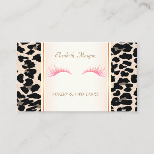 Girly Trendy Modern Elegant, Leopard Print, Lashes Visitekaartje