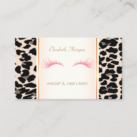 Girly Trendy Modern Elegant, Leopard Print, Lashes Visitekaartje (Voorkant)