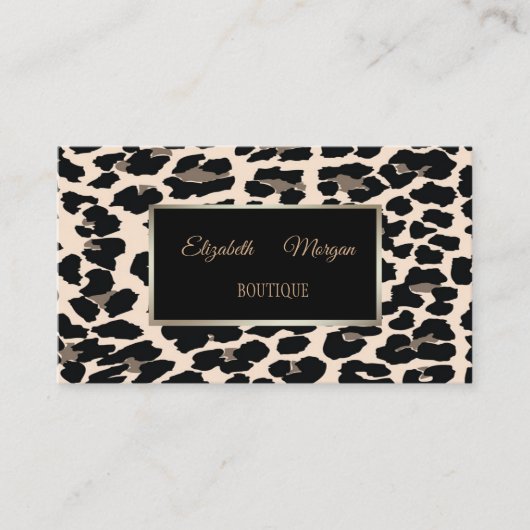 Girly Trendy Modern Elegant, Leopard Print, Lijst Visitekaartje (Voorkant)