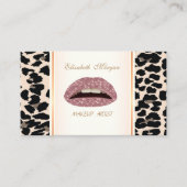 Girly Trendy Modern Elegant, Leopard Print, Lips Visitekaartje (Voorkant)