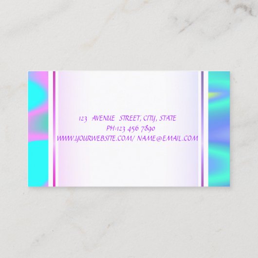 Girly Trendy Modern Elegant Lips Holographic Visitekaartje (Achterkant)