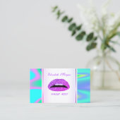Girly Trendy Modern Elegant Lips Holographic Visitekaartje (Staand voorkant)