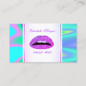 Girly Trendy Modern Elegant Lips Holographic Visitekaartje (Voorkant)
