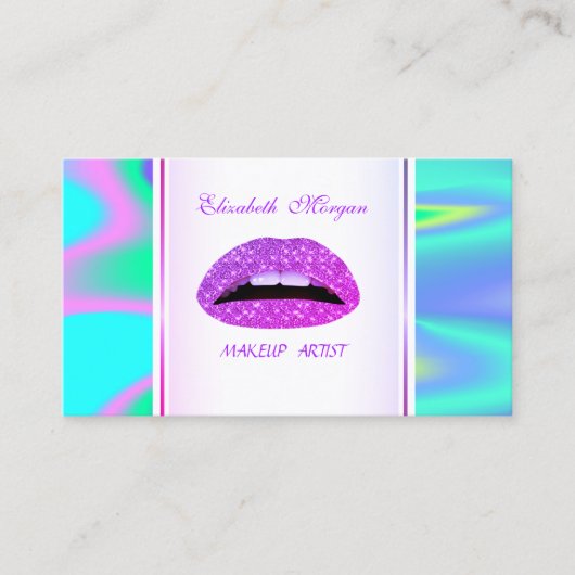 Girly Trendy Modern Elegant Lips Holographic Visitekaartje (Voorkant)