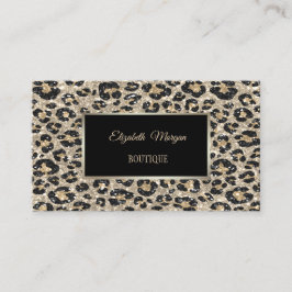 Girly Trendy Modern Glitter Leopard Print, Lijst Visitekaartje
