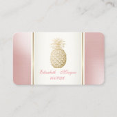 Girly Trendy Modern Gold Pineapple Tropical Visitekaartje (Voorkant)