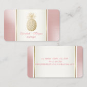 Girly Trendy Modern Gold Pineapple Tropical Visitekaartje (Voorkant / Achterkant)