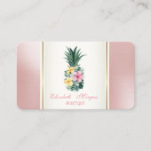 Girly Trendy Modern Pineapple Tropical Flowers Visitekaartje (Voorkant)