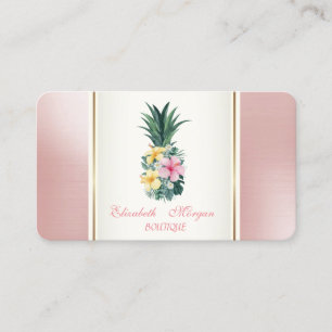 Girly Trendy Modern Pineapple Tropical Flowers Visitekaartje