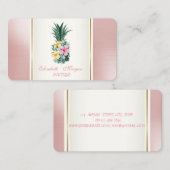 Girly Trendy Modern Pineapple Tropical Flowers Visitekaartje (Voorkant / Achterkant)