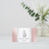 Girly Trendy Modern Silver Pineapple Tropical Visitekaartje (Staand voorkant)