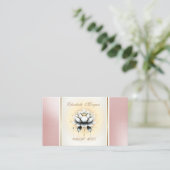 Girly trendy moderne elegante witte lotus visitekaartje (Staand voorkant)
