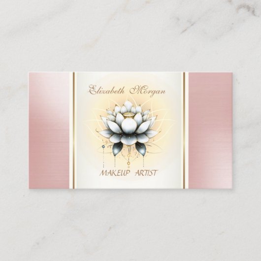 Girly trendy moderne elegante witte lotus visitekaartje (Voorkant)