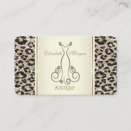 Girly Trendy Moderne Glitter Leopard Print ,Dress Visitekaartje