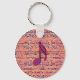 Girly Trendy Musical Note on Sheet Music Sleutelhanger