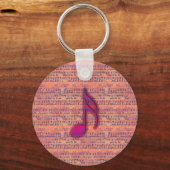 Girly Trendy Musical Note on Sheet Music Sleutelhanger (Voorkant)