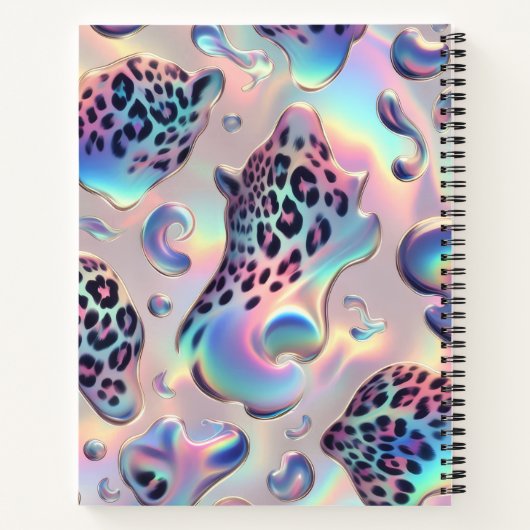 Girly Trendy Opal Leopard Print Monogram Notitieboek (Achterkant)