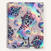 Girly Trendy Opal Leopard Print Monogram Notitieboek (Voorkant)