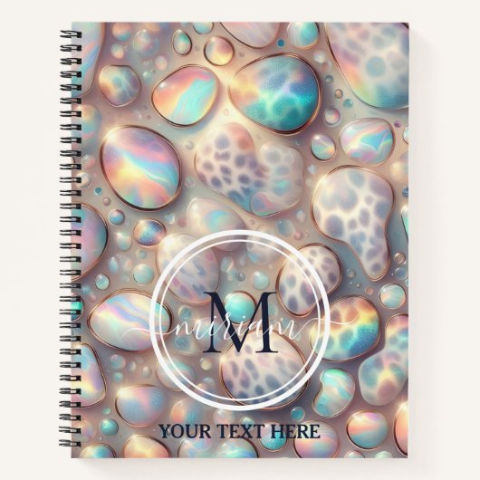 Girly Trendy Opal Leopard Print Monogram Notitieboek (Voorkant)