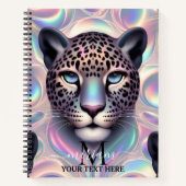 Girly Trendy Opal Leopard Print Monogram Notitieboek (Voorkant)