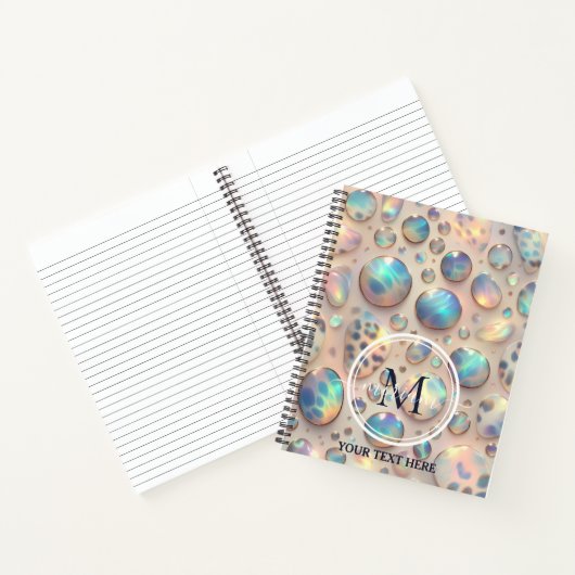 Girly Trendy Opal Leopard Print Monogram Notitieboek (Binnen)