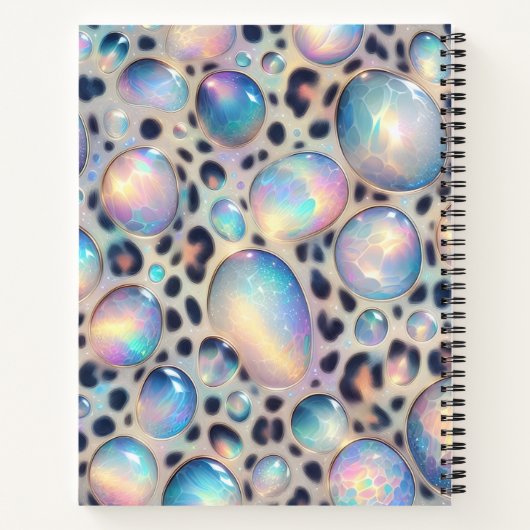 Girly Trendy Opal Leopard Print Monogram Notitieboek (Achterkant)