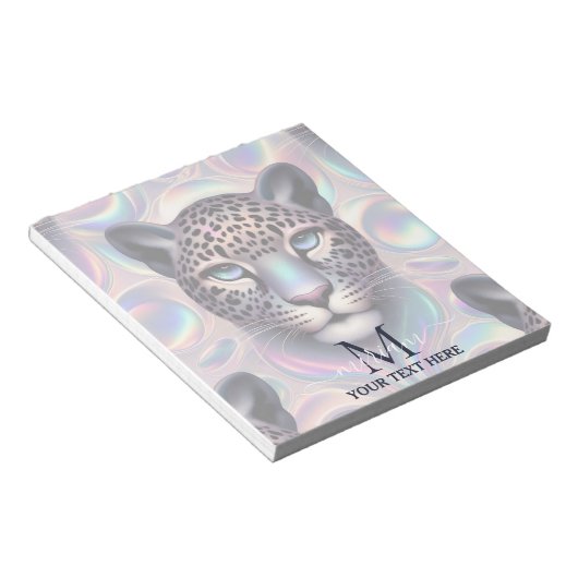 Girly Trendy Opal Leopard Print Monogram Softcover Notitieblok (Schuin)