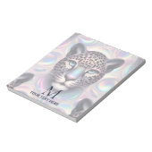 Girly Trendy Opal Leopard Print Monogram Softcover Notitieblok (Linkerzijde)