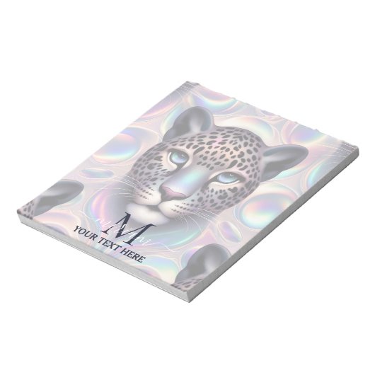 Girly Trendy Opal Leopard Print Monogram Softcover Notitieblok (Linkerzijde)