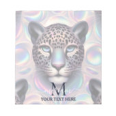 Girly Trendy Opal Leopard Print Monogram Softcover Notitieblok (Voorkant)