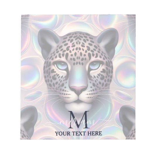 Girly Trendy Opal Leopard Print Monogram Softcover Notitieblok (Voorkant)