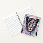 Girly Trendy Opal Leopard Print Monogram Softcover Notitieboek (Binnen)