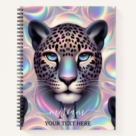 Girly Trendy Opal Leopard Print Monogram Softcover Notitieboek