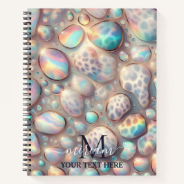 Girly Trendy Opal Leopard Print Monogram Softcover Notitieboek