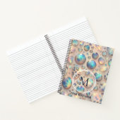 Girly Trendy Opal Leopard Print Monogram Softcover Notitieboek (Binnen)