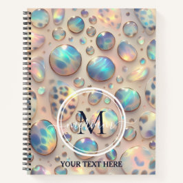 Girly Trendy Opal Leopard Print Monogram Softcover Notitieboek
