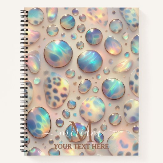 Girly Trendy Opal Leopard Print Monogram Softcover Notitieboek (Voorkant)