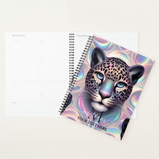 Girly Trendy Opal Leopard Print Monogram Softcover Planner (Display)