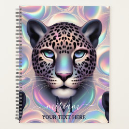 Girly Trendy Opal Leopard Print Monogram Softcover Planner