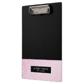 Girly Trendy Pink Sequin Glitter Black Klembord (Links)