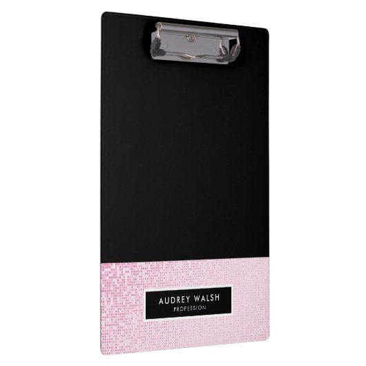 Girly Trendy Pink Sequin Glitter Black Klembord (Rechts)