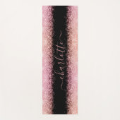 Girly Trendy Roos Gold Glitter Script Name Yogamat (Voorkant)